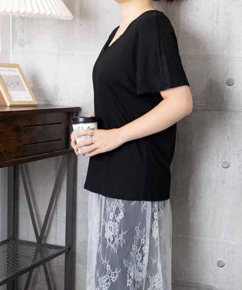 VネックTシャツ春夏 半袖トップス韓国風 レディース 半袖カットソー 着やせtシャツ大人可愛い おしゃれ夏服 カジュアルトップス フェミニントップス 無地 617SY-005